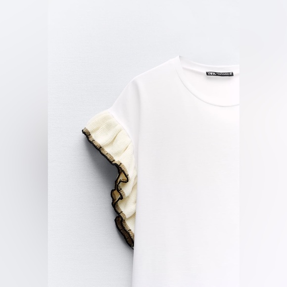 ZARA RUFFLED TRICOT TOP - Picture 7 of 8